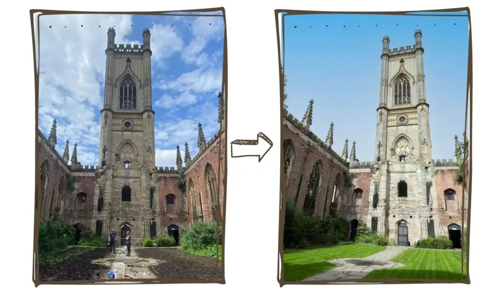 Bombed out church rye gold turf transformation