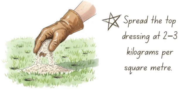 Spreading top dressing onto lawn