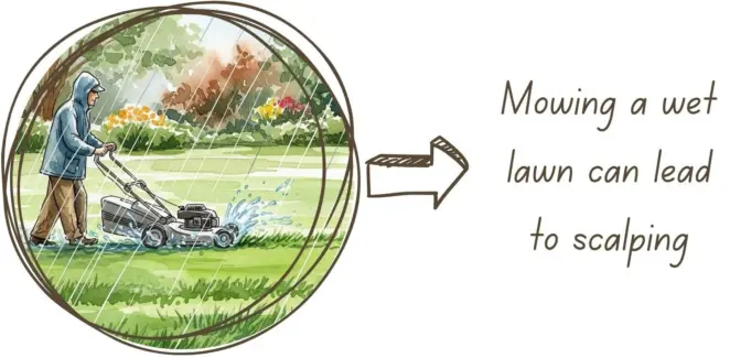 Mowing a wet lawn